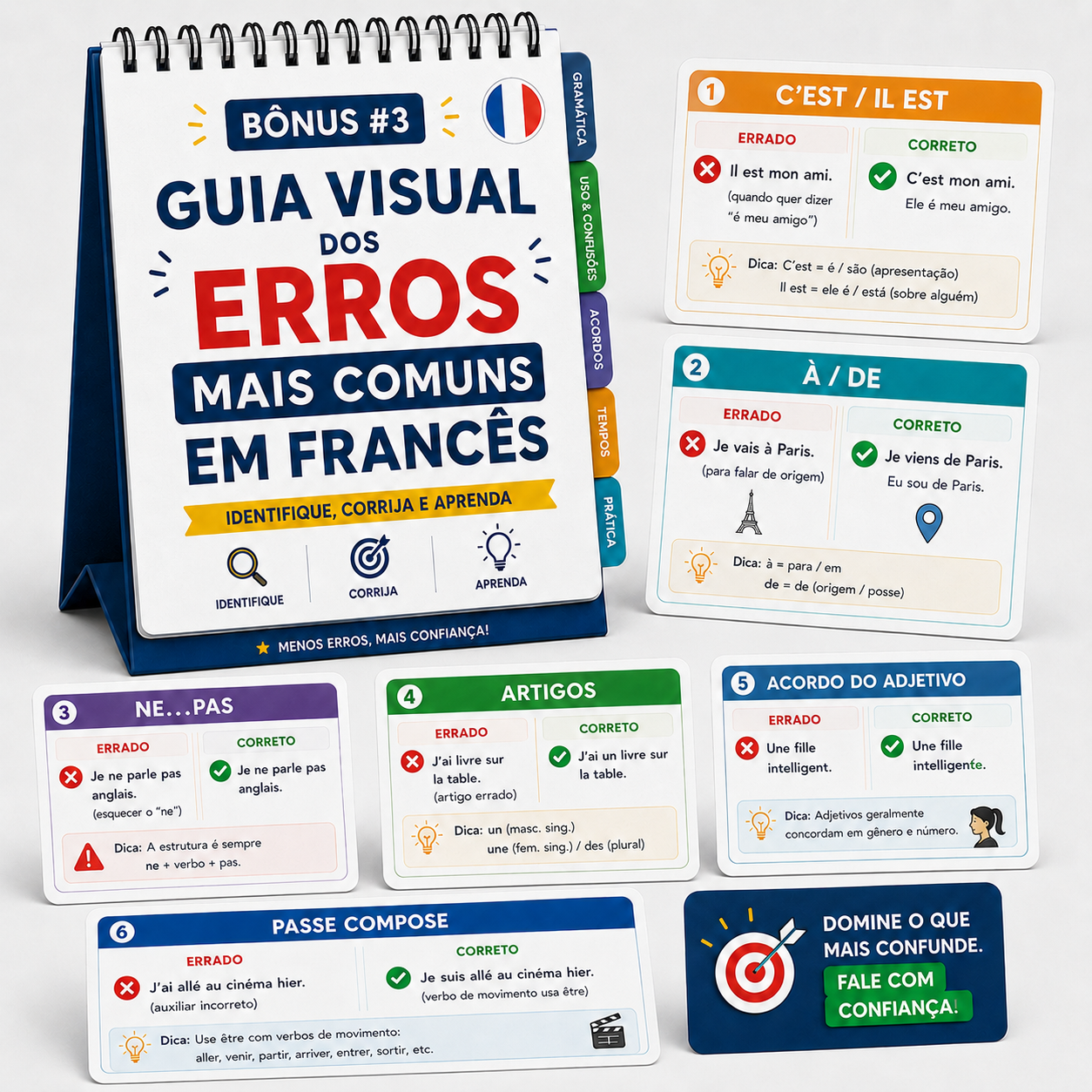 Bônus #3: GUIA VISUAL DOS ERROS MAIS COMUNS EM FRANCÊS