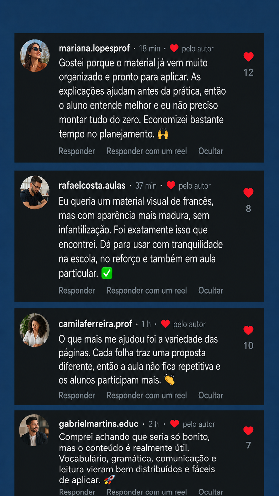 Comentários em destaque sobre o material Francês Visual